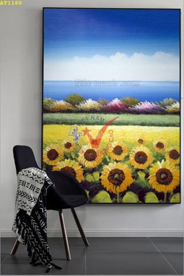 File in trần File tranh hiện đại Sơn Dầu AT1180 (bản gốc) mây trời