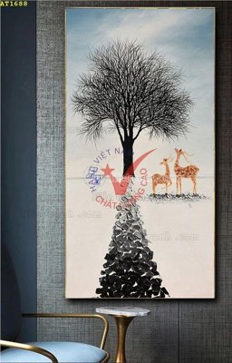 File gốc File tranh hiện đại Sơn Dầu AT1688 (in tráng gương) ốp tường