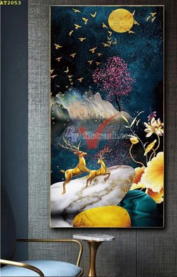 File in trần File tranh hiện đại Sơn Dầu AT2053 (file gốc) hoa văn 3D