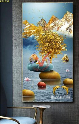 File in trần File tranh hiện đại Sơn Dầu AT2058 (bản gốc) 5D