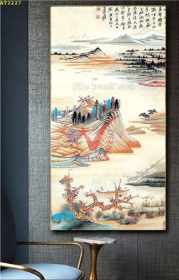 File tranh gốc in trần nhà File tranh hiện đại Sơn Dầu AT2227 3D