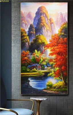 Ảnh gốc File tranh hiện đại Sơn Dầu AT2539 (độ nét cao) in tráng gương