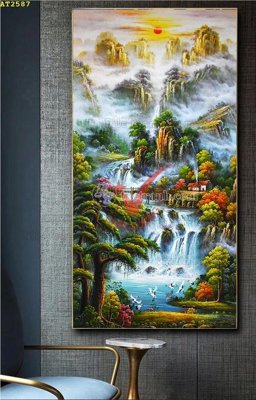 Ảnh gốc File tranh hiện đại Sơn Dầu AT2587 (nét căng) in mica