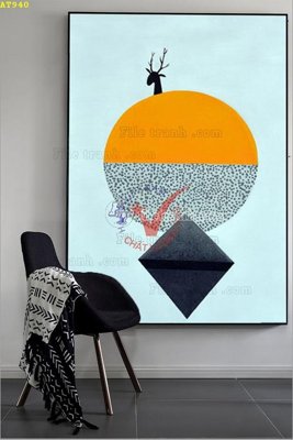 Download file File tranh hiện đại Sơn Dầu AT940 (gốc) in mica bàn thờ