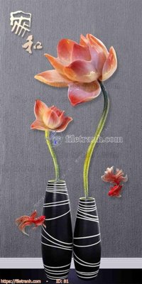 File tranh gốc in trần nhà file gốc bình hoa B1 3D