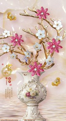 File tranh in trần 3D file gốc bình hoa B110 (ảnh gốc)