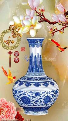 Ảnh gốc file gốc bình hoa B16 (nét căng) in mica