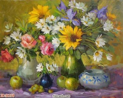 File in lụa file gốc bình hoa B258 (phong cảnh) file gốc bình hoa B258