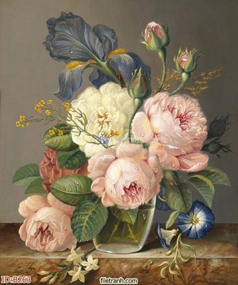 File tranh in trần 3D file gốc bình hoa B263 (ảnh gốc)