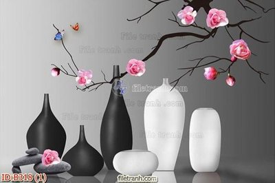 File in mica file gốc bình hoa B318 (bản gốc) siêu trong