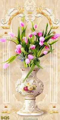 File gốc file gốc bình hoa B426 (in tráng gương) ốp tường