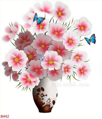 File tranh file gốc bình hoa B442 (ảnh gốc) in trần nhà