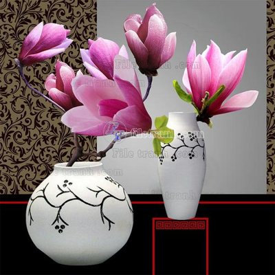 File gốc File tranh bình hoa B535 (ảnh chi tiết) để in lụa