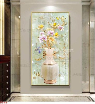 File tranh File tranh bình hoa B549 (bản gốc) treo quán cafe