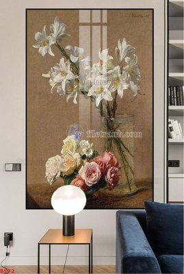 File gốc File tranh bình hoa B572 (trang trí) phòng ngủ
