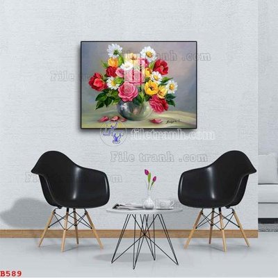 Download file gốc File tranh bình hoa B589 (in mica) trang trí