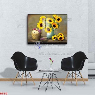 Tải file gốc in lụa File tranh bình hoa B592 siêu nét