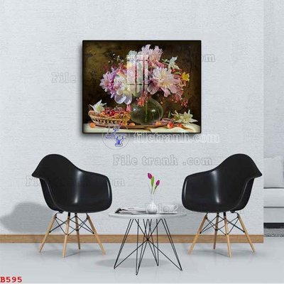 File in trần File tranh bình hoa B595 (bản gốc) phong cảnh