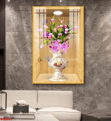 Hình ảnh file gốc File tranh bình hoa 5D ô trưng bày đèn rọi B5D103 cho in UV