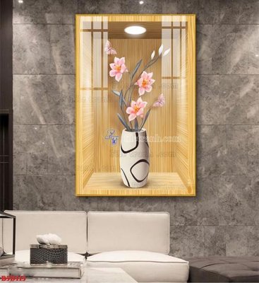 File gốc in ấn File tranh bình hoa 5D ô trưng bày đèn rọi B5D113 chuẩn màu CMYK