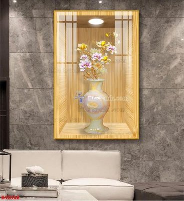 File tranh File tranh bình hoa 5D ô trưng bày đèn rọi B5D128 (gốc) chủ đề trừu tượng