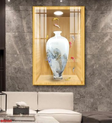 File tranh File tranh bình hoa 5D ô trưng bày đèn rọi B5D129 (ảnh gốc) in trần xuyên sáng