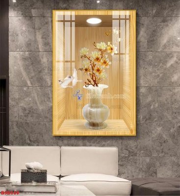 File ảnh File tranh bình hoa 5D ô trưng bày đèn rọi B5D149 (gốc) in Hiflex