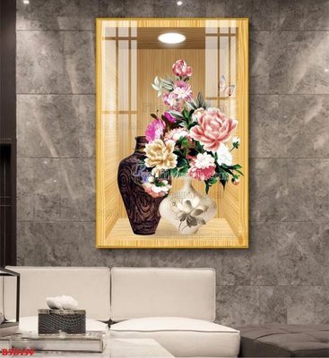 Chi tiết file ảnh File tranh bình hoa 5D ô trưng bày đèn rọi B5D159 sắc nét