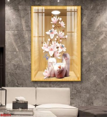 Tải file File tranh bình hoa 5D ô trưng bày đèn rọi B5D174 (PSD) cho in tranh kính