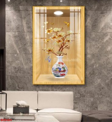 File gốc File tranh bình hoa 5D ô trưng bày đèn rọi B5D184 (in ấn) màu sắc trung thực
