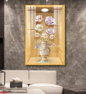 File gốc File tranh bình hoa 5D ô trưng bày đèn rọi B5D19 (phong cách) tối giản