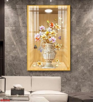 File in ấn cao cấp File tranh bình hoa 5D ô trưng bày đèn rọi B5D198 (file gốc)