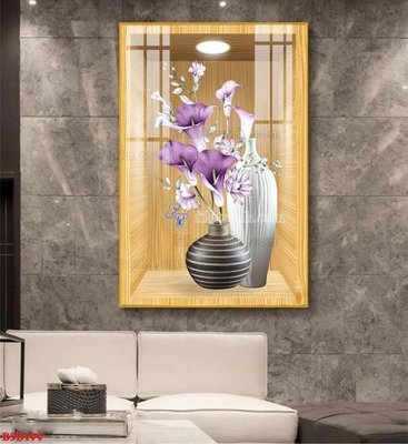 File in lụa File tranh bình hoa 5D ô trưng bày đèn rọi B5D199 (chất lượng cao) File tranh bình hoa 5D ô trưng bày đèn rọi B5D199