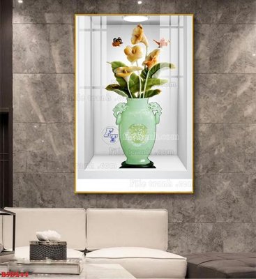 Mua file tranh gốc File tranh bình hoa 5D ô trưng bày đèn rọi B5D244 tại Filetranh.com