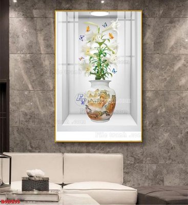 File gốc File tranh bình hoa 5D ô trưng bày đèn rọi B5D253 (phong cách) châu Âu