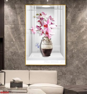 Hình ảnh file gốc File tranh bình hoa 5D ô trưng bày đèn rọi B5D257 cho in UV