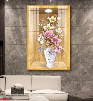 File in trần File tranh bình hoa 5D ô trưng bày đèn rọi B5D26 (bản gốc) 5D