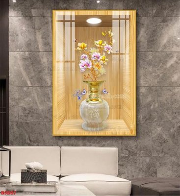 Tải file File tranh bình hoa 5D ô trưng bày đèn rọi B5D27 (PSD) cho in tranh kính