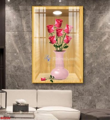 File gốc in tráng gương File tranh bình hoa 5D ô trưng bày đèn rọi B5D30 chi tiết