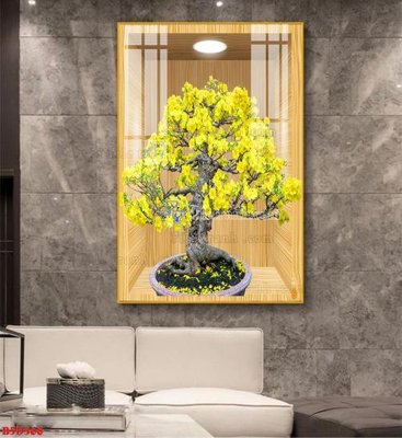 File tranh File tranh bình hoa 5D ô trưng bày đèn rọi B5D368 (bản gốc) in lụa 5D