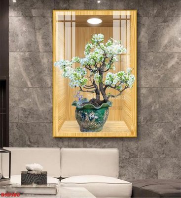 File gốc File tranh bình hoa 5D ô trưng bày đèn rọi B5D380 (ảnh chi tiết) để in trần