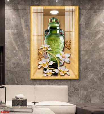 File tranh File tranh bình hoa 5D ô trưng bày đèn rọi B5D39 (ảnh gốc) in trần xuyên sáng