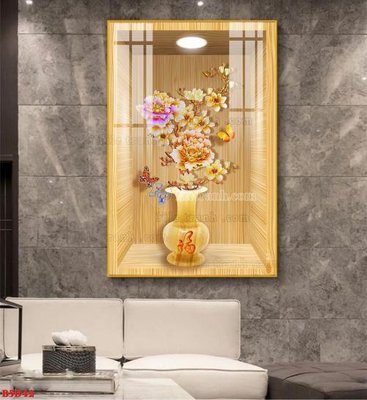 File PSD File tranh bình hoa 5D ô trưng bày đèn rọi B5D42 (gốc) cho designer