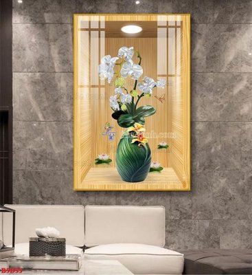 Tải file File tranh bình hoa 5D ô trưng bày đèn rọi B5D53 (gốc) chủ đề phong thủy