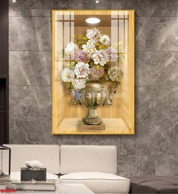 File tranh trang trí File tranh bình hoa 5D ô trưng bày đèn rọi B5D79 (tải file gốc)