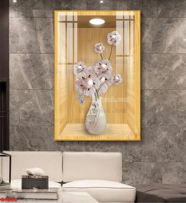 File ảnh File tranh bình hoa 5D ô trưng bày đèn rọi B5D82 (gốc) in poster