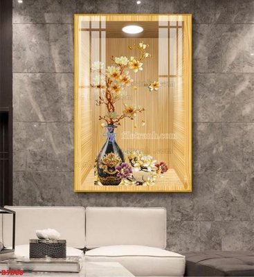 File tranh quảng cáo File tranh bình hoa 5D ô trưng bày đèn rọi B5D88 (file gốc) chuyên nghiệp