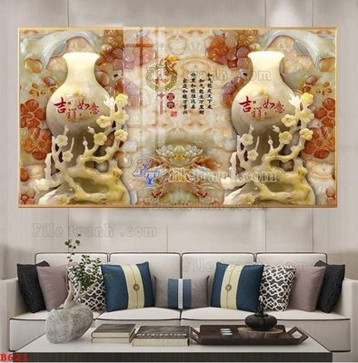 File gốc File tranh bình hoa B621 (cho in 3D) độc đáo