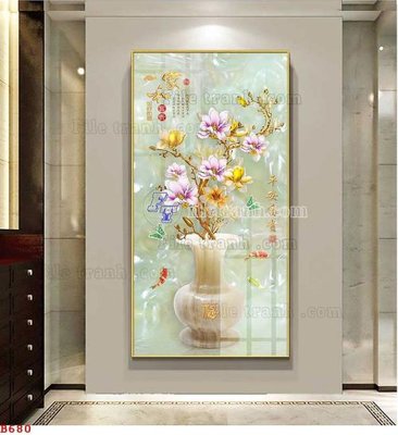 File gốc in ấn File tranh bình hoa B680 độ phân giải cao