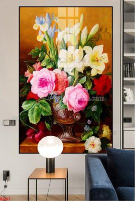 File in lụa File tranh bình hoa B687 (phong cảnh) File tranh bình hoa B687